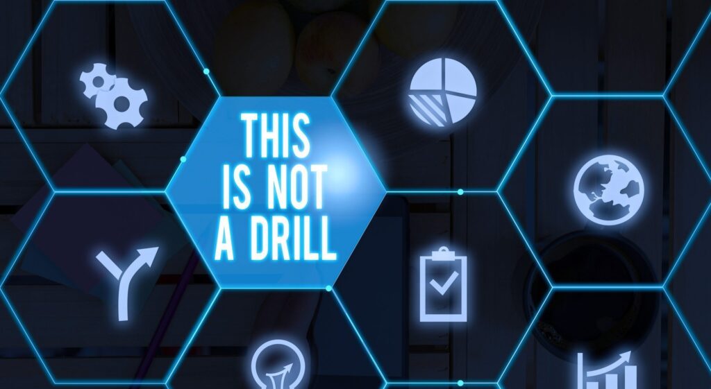 Graphic shows this is not a drill