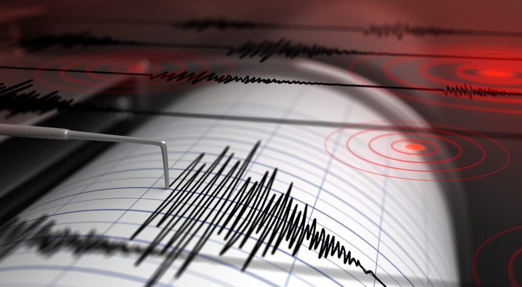 Seismograph graphic after earthquake