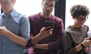 Customers in a row on phone surveys