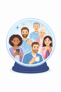 Foresight view of customers within a crystal ball